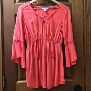 Motherhood Maternity Bell Sleeve Lace-Up Top